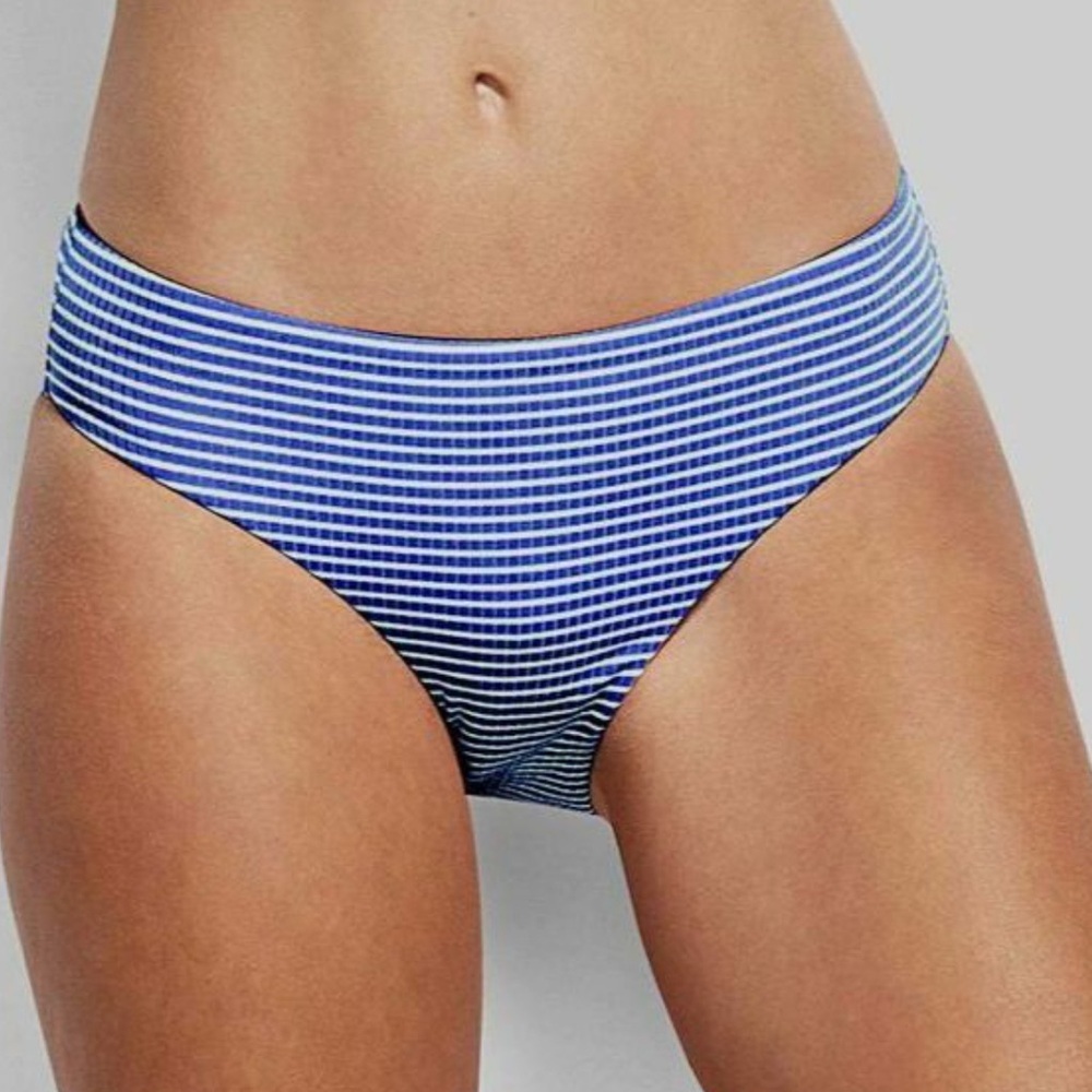 Seafolly | Go Overboard Retro Bottom | Blue Stripes | Women’s Swim Bottom | NWOT
